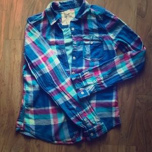 Hollister Blue Plaid Shirt
